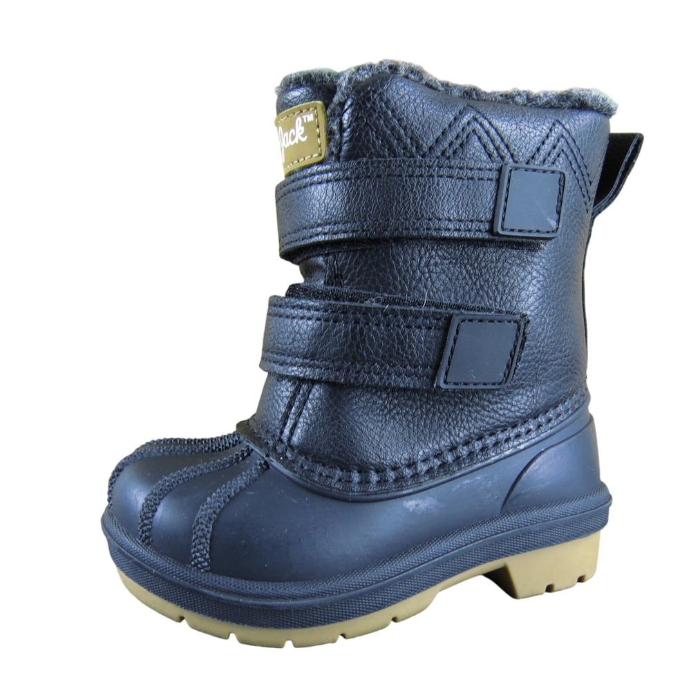 Cat & Jack Toddler Boys Snow Boots Size 5 Black Winter Waterproof Warm Lined